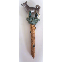 Stylo figurine chien Husky en résine