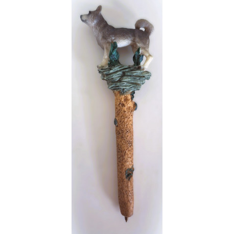 Stylo figurine chien Husky en résine