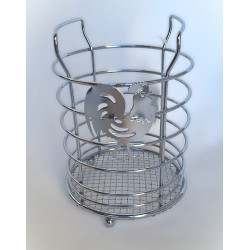Porte ustensiles de cuisine Coq métal chromé