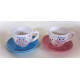 Lot de 2 Tasses + soucoupes Hibou en céramique