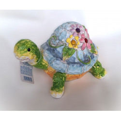 Statuette Tortue couleur Fleur - 21 cm