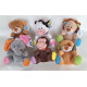 Peluche Animaux - éléphant lion singe ours vache chien 14 cm