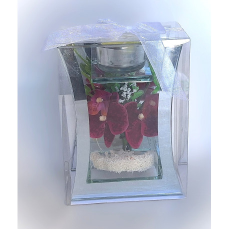 Décoration Fleurs artificielles Orchidées avec bougeoir 