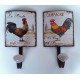 Lot de 2 patère Porte Manteaux muraux Coq