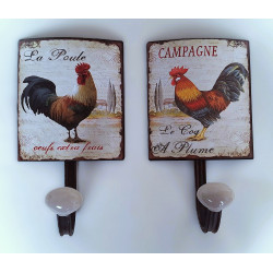 Lot de 2 patère Porte Manteaux muraux Coq