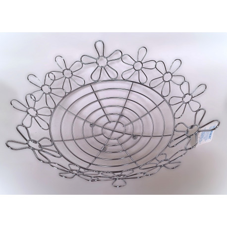 Corbeille à fruits en métal chromé Fleur