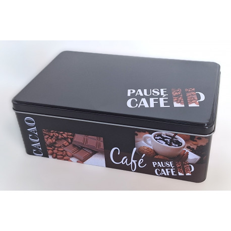 Boîte à sucre métal décor Café et cacao