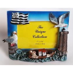 Cadre photo décor marin Mouette Phare et Drapeau Breton