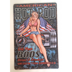 Plaque murale métal Pin up - Hot rod garage - vintage - 30 x 20 cm