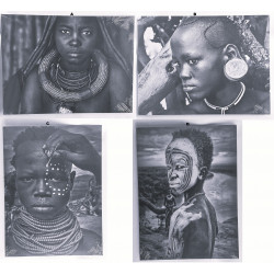 Cadre toile Africain - noir et blanc - 40 x 30 cm