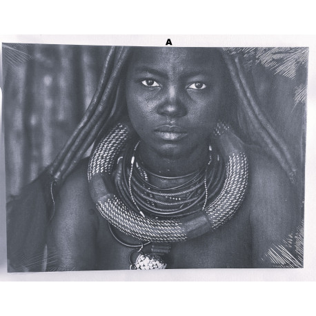 Cadre toile Africain - noir et blanc - 40 x 30 cm
