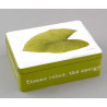 Boîte à thé métal Green motif feuille 