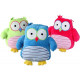 Peluche hibou bleue rouge ou verte