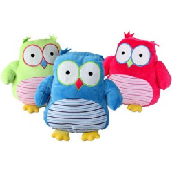 Peluche hibou bleue rouge ou verte