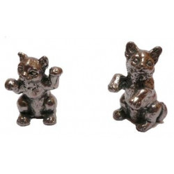 (Lot de 2) Figurine chat debout en étain français