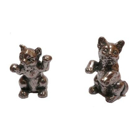 (Lot de 2) Figurine chat debout en étain français