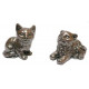 (Lot de 2) Figurine chat en étain français