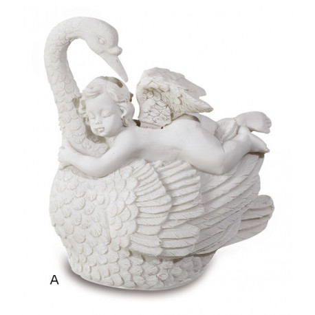 Figurine statuette ange endormi sur cygne