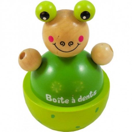 Boîte à dents en bois : grenouille coccinelle lion mouton vache ou cochon