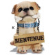 Figurine chien Bienvenue en résine