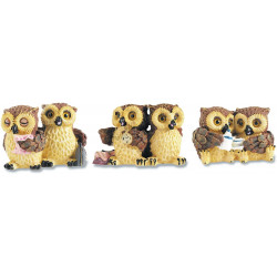 Lot de 3 figurines oiseau Hibou en résine