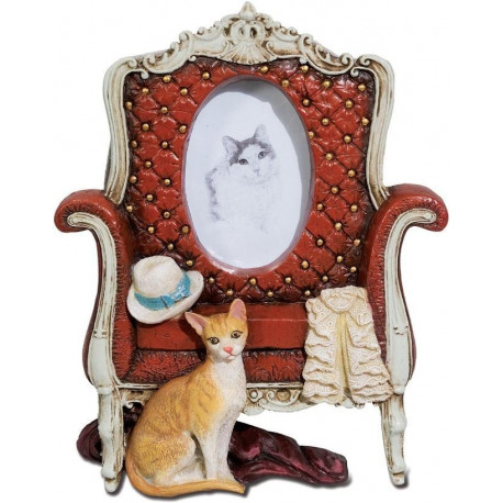 Cadre photo figurine Chat avec Fauteuil