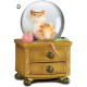 Boule de neige figurine Chat sur commode