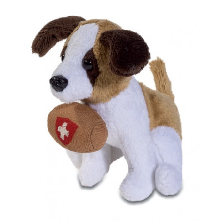 Peluche chien Saint Bernard dans pochette cadeau 