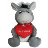 Peluche Âne coeur Je t'aime - 16 cm
