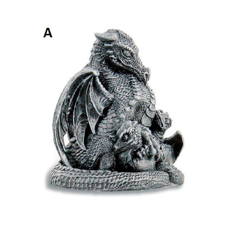 Figurine gothique Dragon avec bébé - 10 cm