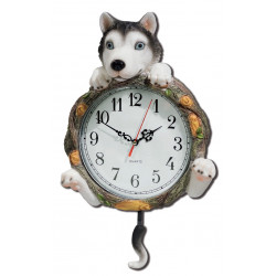 Horloge murale figurine chien Husky