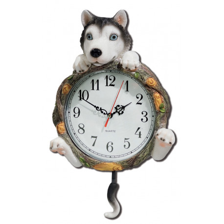 Horloge murale figurine chien Husky