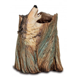 Pot à crayon figurine Loup hurlant