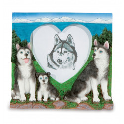 Cadre photo figurine chien Husky coeur