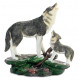 Statuette Loup avec louveteau - 19 cm