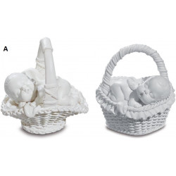 Figurine bébé ange dans panier