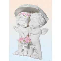 Statuette couple Ange parasol - 15,5 x 12 cm